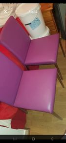 2 leather chairs & pouffe/footstool