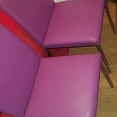2 leather chairs & pouffe/footstool