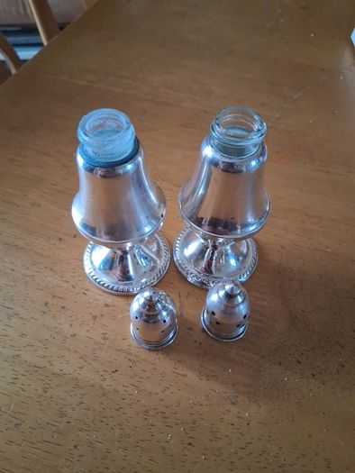 Sterling Silver Salt Pepper Set glass liners