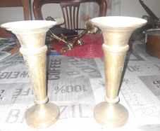Old Pair of Brass Vases, Postage Available or Collection
