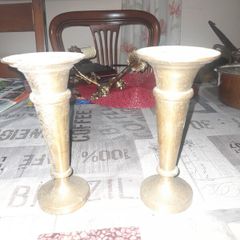 Old Pair of Brass Vases, Postage Available or Collection
