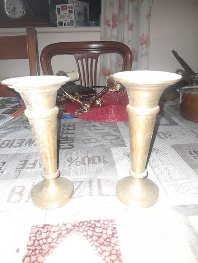 Old Pair of Brass Vases, Postage Available or Collection