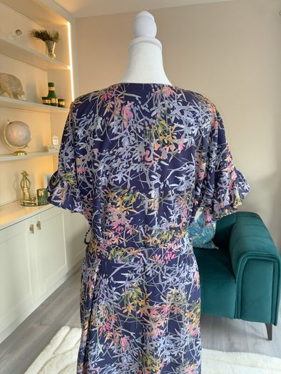 Ladies Navy Multi Coloured Print Dress from DIVA Carella. Size XL UK 14-16/ EU 42-44