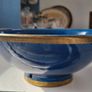 Rare Vintage Glazed Bowls with Gold Banding. Striking Blue & Mustard Yellow Duo. Image 10