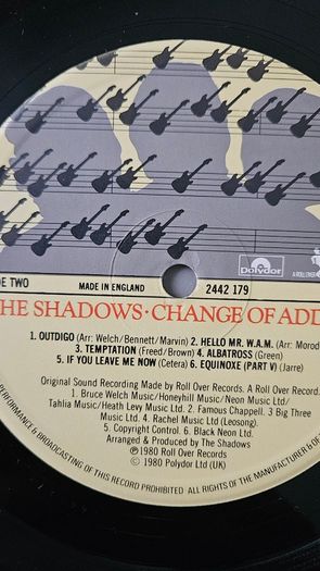 The Shadows - Change Of Address. LP.