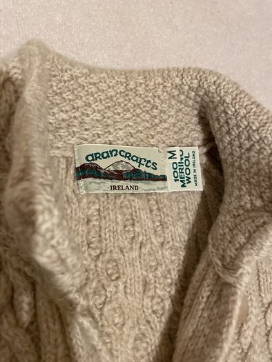 Aran craft merino wool cardigan