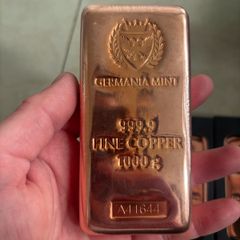 Germania Mint 1kg Pure Copper bars. Fine copper bars New sealed