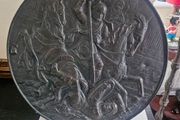 Antique 19thC Belgian Patinated Brass/Bronze 55cm Battle Shield
