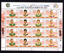 2002 Ireland IPTA Roadshow Kilkenny 9th March 2002 Commemorative Stamps Exhibition Souvenir on 2001 Ireland GAA Hall of Fame Sheet Mint Never Hinged Number 39