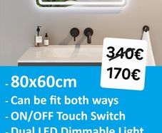LED Bathroom Mirror 80x60cm or 60x80cm Antifog