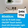 LED Bathroom Mirror 80x60cm Antifog Image 2