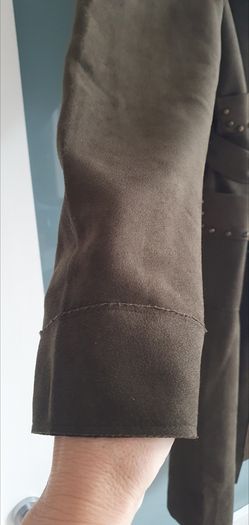 MADISON khaki midi length coat with stud detail open front with tie Sz L (12-16 UK) - Rrp 289 (New)