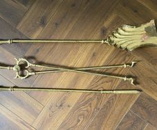 Vintage Brass Fireside Companion Set Fireplace Tools