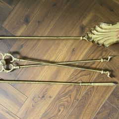 Vintage Brass Fireside Companion Set Fireplace Tools