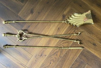 Vintage Brass Fireside Companion Set Fireplace Tools