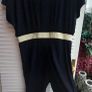 Navy jumpsuit with gold trim waist Image 4