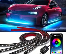 Underglow Car LED Lights Kit, RGBI Neon Accent Strip Lights, 16 Million Colors DIY & Music Mode with App Control, DC 12V Universal for Car