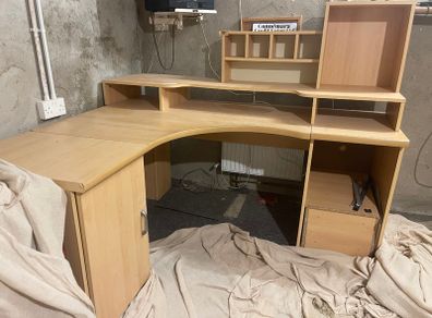 Large Modular Corner Desk with Hutch Shelving
