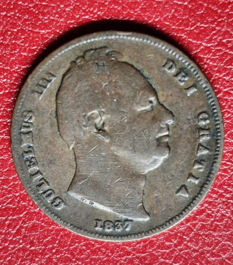 1837 Farthing William IV British copper coin