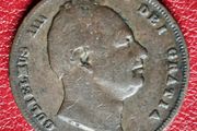 1837 Farthing William IV British copper coin