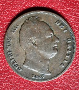 1837 Farthing William IV British copper coin