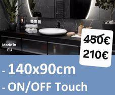 LED Bathroom Mirror 140x90cm ON/OFF Touch Switch