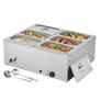 220v 3 pin plug NEW Commercial Food Warmer, 1500W Electric Stainless Steel BAIN MARIE Steam Warmer with Lid, 6-Pan Image 10