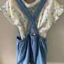 M&S 2 piece denim pinafore & floral tshirt Image 3