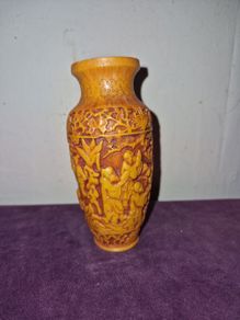 Hand carved Asian resin vase