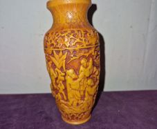 Hand carved Asian resin vase