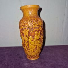 Hand carved Asian resin vase
