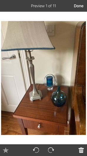 W J Sampson Pillar Lamp with silk shade , IKEA Salong Vase designed by Johanna Jelinek or another Free Item