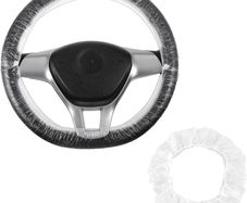 100pcs Disposable Steering Wheel Covers, Disposable Car Steering Wheel Cover for Avoiding Scuffs & Scratches, PE Transparent Steering Wheel Protector Universal Car Steering Wheel Cover Accessories