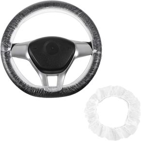 100pcs Disposable Steering Wheel Covers, Disposable Car Steering Wheel Cover for Avoiding Scuffs & Scratches, PE Transparent Steering Wheel Protector Universal Car Steering Wheel Cover Accessories