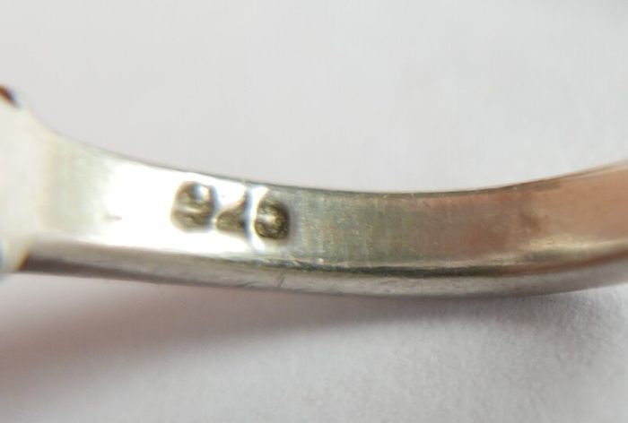 Vintage 925 Sterling Silver Three Stone Ring - size N - 5,2g
