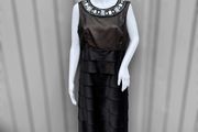 Pre Owned Next Bronze &amp; Brown Embellished Tiered Cocktail Dress