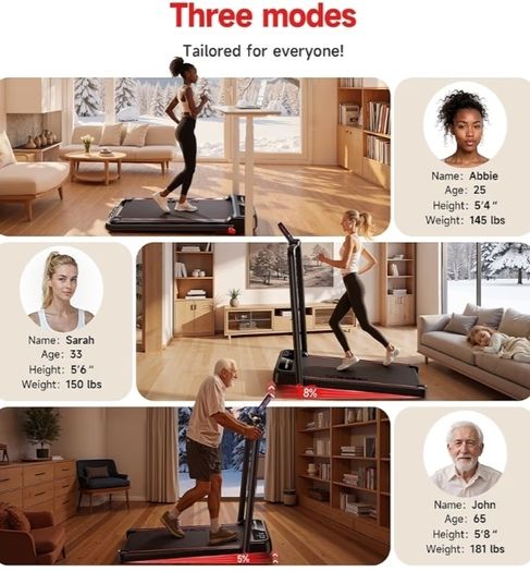 Walking Pad with Handle Bar 3 Level Incline, 300 Lbs Walking Pad Foldable for Home Office, Under Desk Treadmill with LED Display Remote Control APP