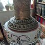 Antique table lamp habd painted ceramic body with ornate brass base works Image 4