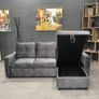 Grey velvet Corner Sofa Bed with Storage 215cm Image 3