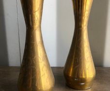 Vintage Pair Indian Brass Vases