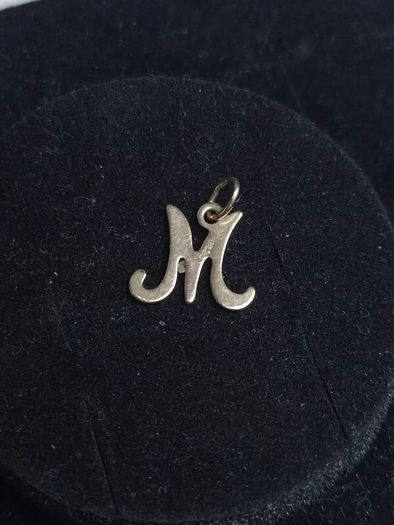 Vintage 9ct Solid Gold Letter M Initial Pendant Charm Hallmarked
