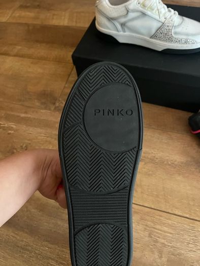 Pinko white sneakers with gems