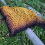 Handmade crochet triangle shawl wrap. Mustard yellow gradient ombre lacy shawl Image 7