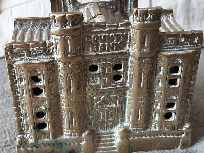 vintage collectable solid brass saving bank