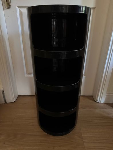 Authentic Kartell Componibili 4-Tier Black Storage Cylinder (Anna Castelli Ferrieri)
