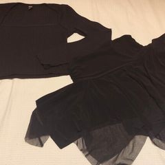 Black Top and Skirt set. Size M