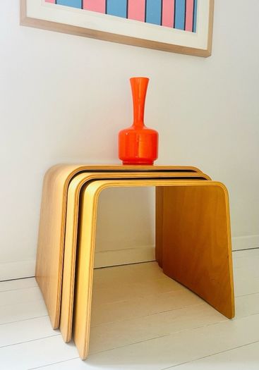 Post Modern bent plywood nesting tables by Habitat c1990