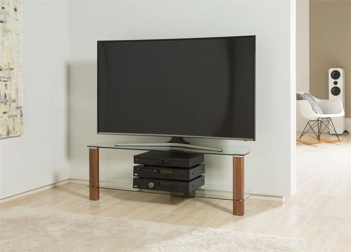 Alphason Century 1200 Tv Stand - Walnut & Clear Glass | Adce1200-wal