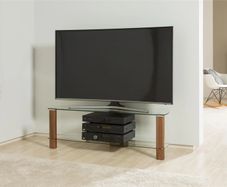 Alphason Century 1200 Tv Stand - Walnut & Clear Glass | Adce1200-wal