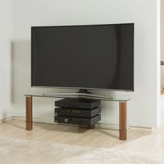 Alphason Century 1200 Tv Stand - Walnut & Clear Glass | Adce1200-wal